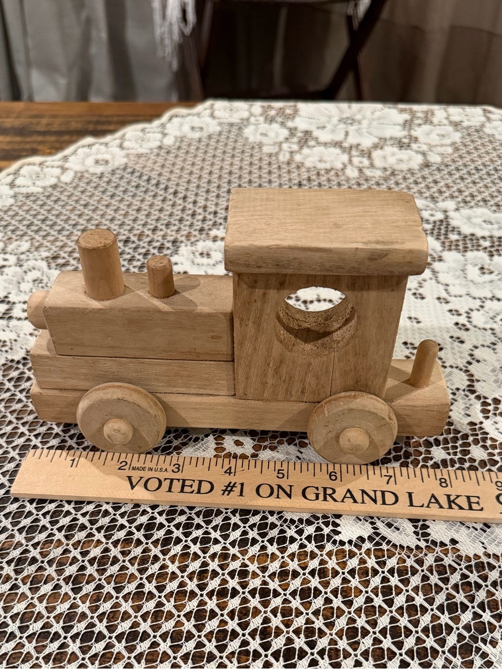 Natural Wood Toy Train Engine for Kids - Unbranded